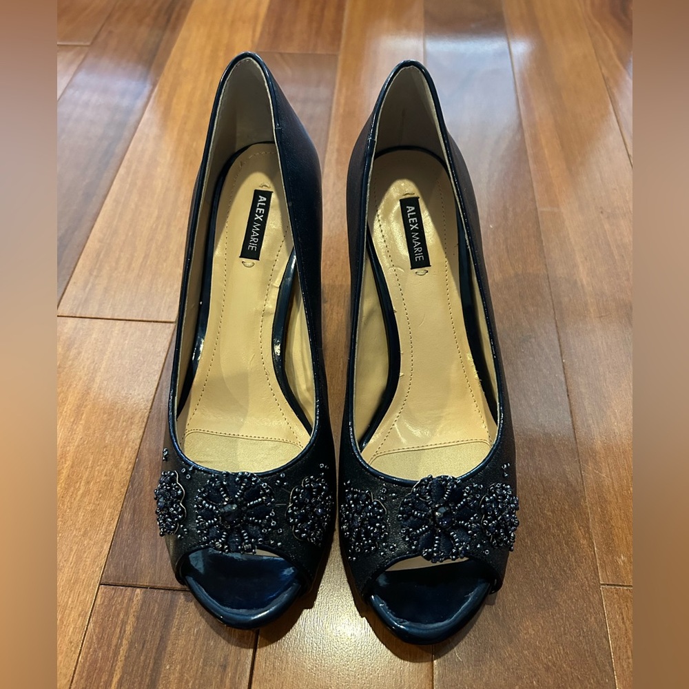 Alex Marie Navy Embellished Sparkle Heels